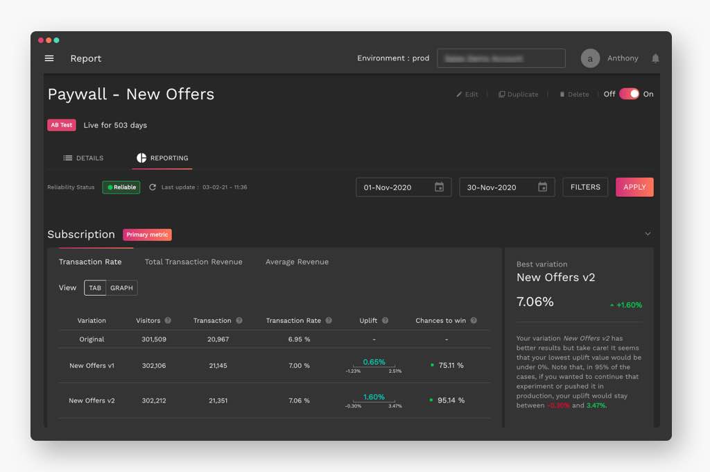 Feature experiments with feature toggle